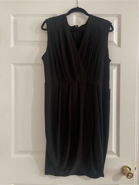 Express Black Sleeveless Faux-Wrap Midi Dress